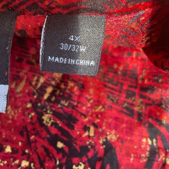 Added Dimensions Red Gold belted Jacket 4X NWOT - Picture 8 of 11